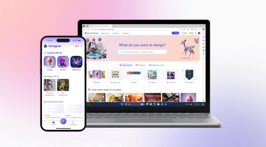 Aplicativo de Designer da Microsoft, alimentado por IA e similar ao Canva, chega ao iOS e Android